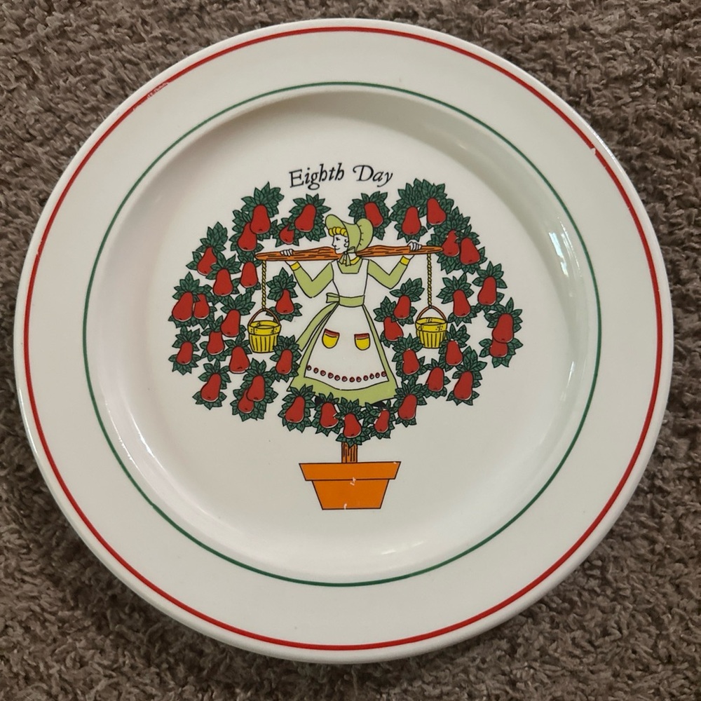 Decorative White Plate with Red and Green Accents